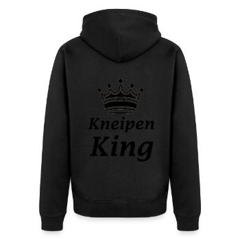 Kneipen King - Kneipentour - Saufen - Unisex Premium Bio Zip Hoodie - Schwarz - Hinten - Nico (187cm)