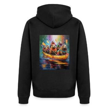 drôle de castor dans le bateau, kayak canadiens pagayant canoë - Veste à capuche bio Premium Unisexe - noir - Dos - Nico (187cm)