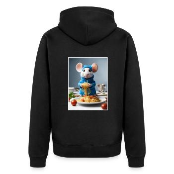 Kitchen Cooking Noodles, Funny Spaghetti Mouse - Unisex Premium Organic Zip Hoodie - black - Back - Nico (187cm)