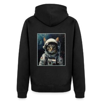 Cat, Space Travel, Rocket, Astronaut, Space - Unisex Premium Organic Zip Hoodie - black - Back - Nico (187cm)