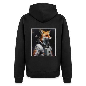 Space Travel, Foxes, Rocket, Astronaut, Fox, Outer Space - Unisex Premium Organic Zip Hoodie - black - Back - Nico (187cm)