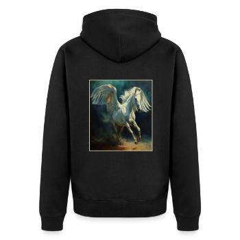 Ange, Art, Humour, Mule, Poney, Cheval avec des ailes - Veste à capuche bio Premium Unisexe - noir - Dos - Nico (187cm)