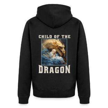 Fantasy , Fabelwesen Drache, Kind des Drachen - Unisex Premium Bio Zip Hoodie - Schwarz - Hinten - Nico (187cm)