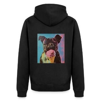 Eis Hund Sommer Eiskreme Eisdiele FUNNY Hunde - Unisex Premium Bio Zip Hoodie - Schwarz - Hinten - Nico (187cm)