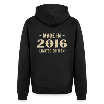 Vintage 2016 Édition Limitée Cadeau 2016 - Veste à capuche bio Premium Unisexe - noir - Dos - Nico (187cm)