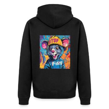 Firefighter, Mouse, Rat, Firefighter, Firefighter - Unisex Premium Organic Zip Hoodie - black - Back - Nico (187cm)