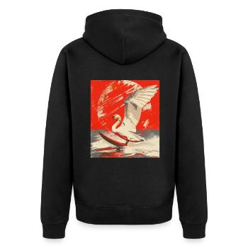 Surfing Artist Water Sports Popart Swan surfer - Unisex Premium Organic Zip Hoodie - black - Back - Nico (187cm)