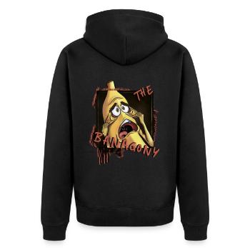 "The Banagony" - Unisex Premium Bio Zip Hoodie - Schwarz - Hinten - Nico (187cm)