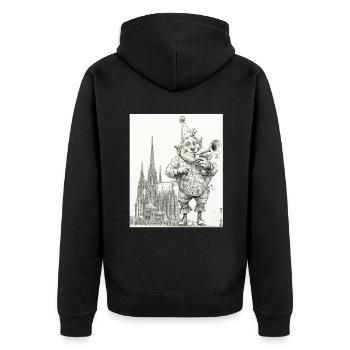 Cologne Alaaf , clown trumpet fools art carnival - Unisex Premium Organic Zip Hoodie - black - Back - Nico (187cm)