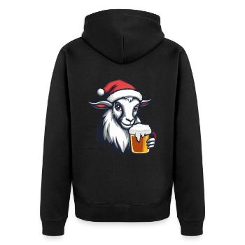 Bergziege Weihnachten Bier Lustig - Unisex Premium Bio Zip Hoodie - Schwarz - Hinten - Nico (187cm)