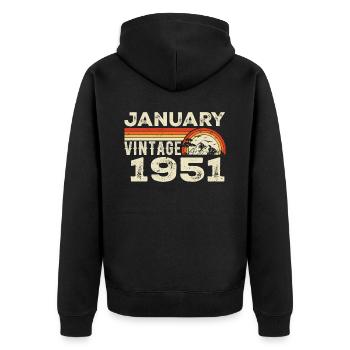 January 1951 Vintage Birthday 1951, Born in 1951 - Unisex Premium Organic Zip Hoodie - black - Back - Nico (187cm)