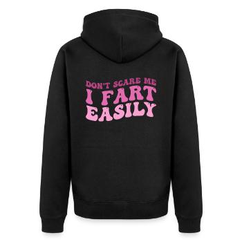 don't scare me i fart easily - Veste à capuche bio Premium Unisexe - noir - Dos - Nico (187cm)