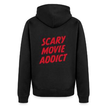 Gruseliger Filmsüchtiger - Unisex Premium Bio Zip Hoodie - Schwarz - Hinten - Nico (187cm)