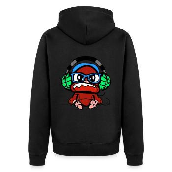 Pepi das Affenbaby und seine Musik - Unisex Premium Bio Zip Hoodie - Schwarz - Hinten - Nico (187cm)