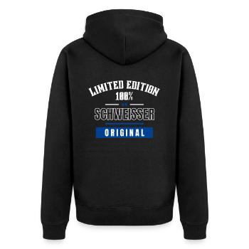 Limited Edition 100% - Schweißer - Original - Unisex Premium Bio Zip Hoodie - Schwarz - Hinten - Nico (187cm)