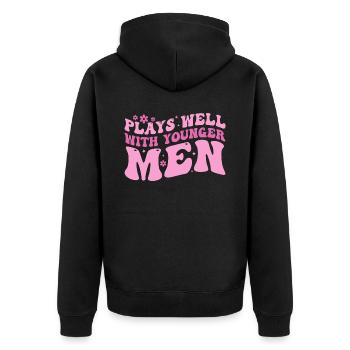 Plays Well With Younger Men - Veste à capuche bio Premium Unisexe - noir - Dos - Nico (187cm)