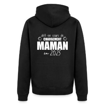 2025 Maman Grossesse Cadeau Humour Mère - Veste à capuche bio Premium Unisexe - noir - Dos - Nico (187cm)