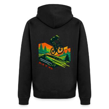MTB-Fahrrad - Unisex Premium Bio Zip Hoodie - Schwarz - Hinten - Nico (187cm)