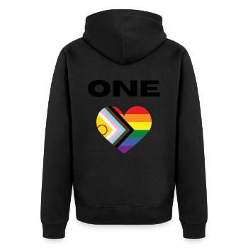 Un amour / Fierté / LGBTQ+ - Veste à capuche bio Premium Unisexe - noir - Dos - Nico (187cm)
