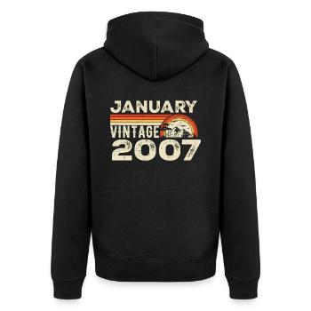 Janvier 2007 Vintage Anniversaire 2007, Né en 2007 - Veste à capuche bio Premium Unisexe - noir - Dos - Nico (187cm)