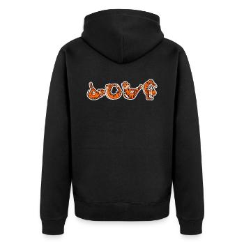 Love Yoga Fitness Tiger - Unisex Premium Bio Zip Hoodie - Schwarz - Hinten - Nico (187cm)