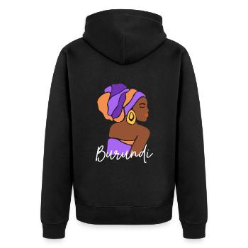 Burundi Afrikanische Frau - Unisex Premium Bio Zip Hoodie - Schwarz - Hinten - Nico (187cm)