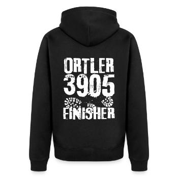 Ortler Mountaineering South Tyrol Tyrol Hiking Ortles - Unisex Premium Organic Zip Hoodie - black - Back - Nico (187cm)