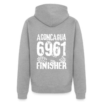 Cerro Aconcagua Andes Argentina 7 Seven Summits - Unisex Premium Organic Zip Hoodie - heather grey - Back - Nico (187cm)