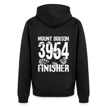 Mount Robson Wanderung Rocky Mountains Canada - Unisex Premium Bio Zip Hoodie - Schwarz - Hinten - Nico (187cm)