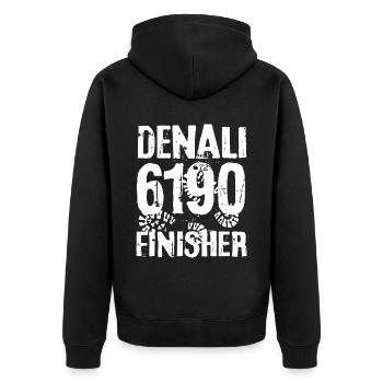 Denali Mount McKinley Mountain Alaska 7 Seven Summits - Unisex Premium Organic Zip Hoodie - black - Back - Nico (187cm)