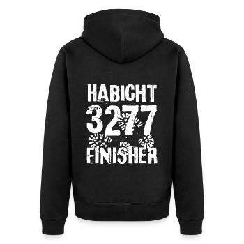 Habicht Berg Finisher Stubaital Gipfel Austria - Unisex Premium Bio Zip Hoodie - Schwarz - Hinten - Nico (187cm)