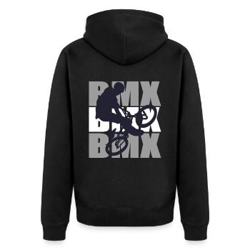 BMX Bike - Unisex Premium Bio Zip Hoodie - Schwarz - Hinten - Nico (187cm)