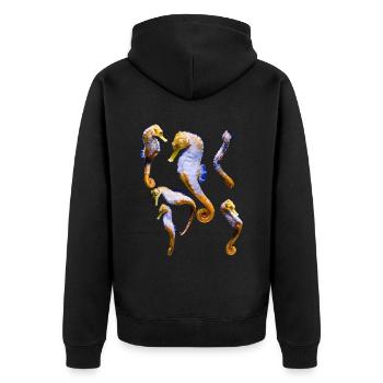 6 Hippocampes Dansants, Naturel, Poissons - Veste à capuche bio Premium Unisexe - noir - Dos - Nico (187cm)