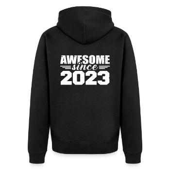 Né en 2023 Vintage Cadeau Anniversaire Rétro 2023 - Veste à capuche bio Premium Unisexe - noir - Dos - Nico (187cm)