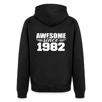 Né en 1982 Vintage Cadeau Anniversaire Rétro 1982 - Veste à capuche bio Premium Unisexe - noir - Dos - Nico (187cm)