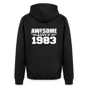 Né en 1983 Vintage Cadeau Anniversaire Rétro 1983 - Veste à capuche bio Premium Unisexe - noir - Dos - Nico (187cm)
