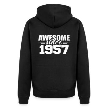 Né en 1957 Vintage Cadeau Anniversaire Rétro 1957 - Veste à capuche bio Premium Unisexe - noir - Dos - Nico (187cm)