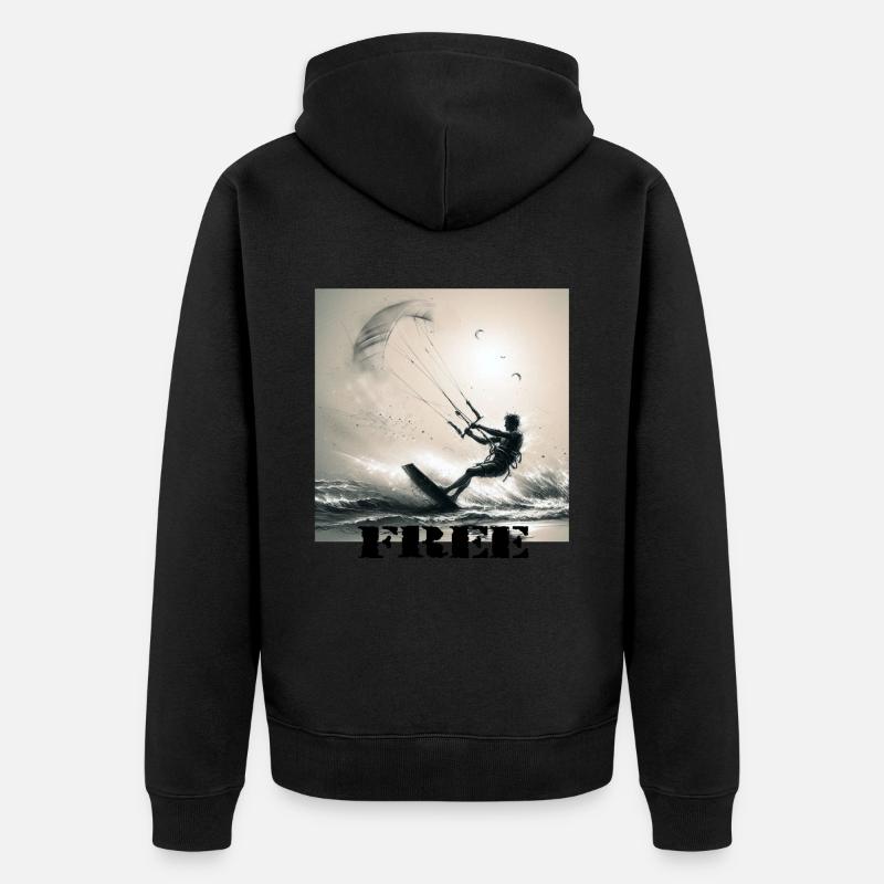 Kitesurf - Unisex Premium Bio Zip Hoodie - Schwarz