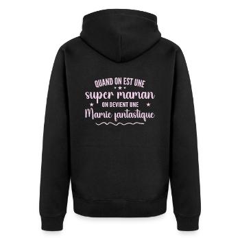 une super maman on devient une mamie fantastique - Veste à capuche bio Premium Unisexe - noir - Dos - Nico (187cm)