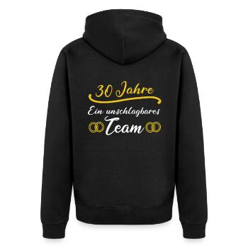 30 Jahre Ein Unschlagbares Team - Unisex Premium Bio Zip Hoodie - Schwarz - Hinten - Nico (187cm)