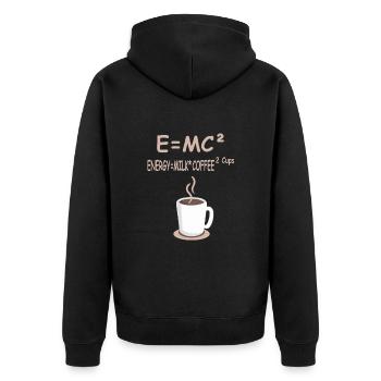 E=MC² Energie = Milchkaffee 2 Tassen - Unisex Premium Bio Zip Hoodie - Schwarz - Hinten - Nico (187cm)