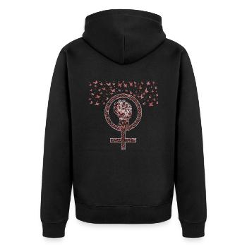 Féminisme Papillon Droits des femmes égaux - Veste à capuche bio Premium Unisexe - noir - Dos - Nico (187cm)
