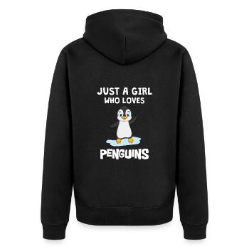 Penguins Only A Girl Who Loves Penguins - Unisex Premium Organic Zip Hoodie - black - Back - Nico (187cm)
