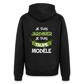 Taupe modele et jardinier humour jardin jardinage - Veste à capuche bio Premium Unisexe - noir - Dos - Nico (187cm)