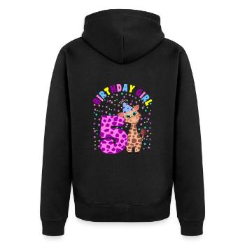 Children's Birthday Girl 5 years old Giraffe - Unisex Premium Organic Zip Hoodie - black - Back - Nico (187cm)