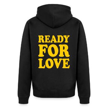 Ready for love - Unisex Premium Bio Zip Hoodie - Schwarz - Hinten - Nico (187cm)