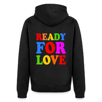 Ready for love - Unisex Premium Bio Zip Hoodie - Schwarz - Hinten - Nico (187cm)