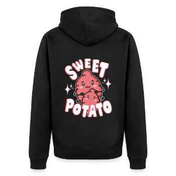 Funny Potatoes - Cool Sweet Potato Farmer Gifts - Unisex Premium Bio Zip Hoodie - Schwarz - Hinten - Nico (187cm)