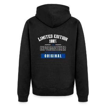 Limited Edition 100% - Informatiker - Original - Unisex Premium Bio Zip Hoodie - Schwarz - Hinten - Nico (187cm)