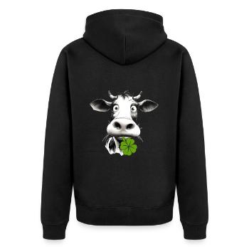Drôle de vache avec un trèfle apporte chance et plaisir - Veste à capuche bio Premium Unisexe - noir - Dos - Nico (187cm)